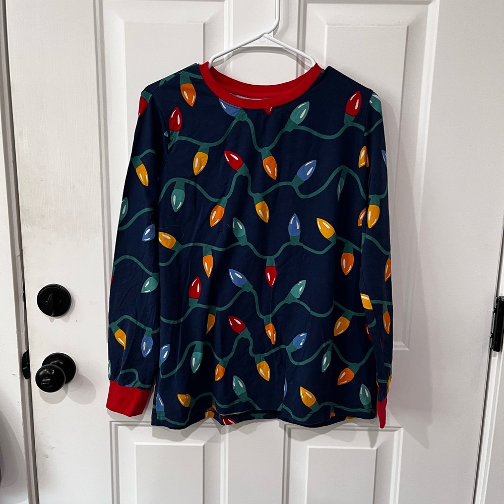 Cozy Blue and Red Pajama Set with Playful Pattern